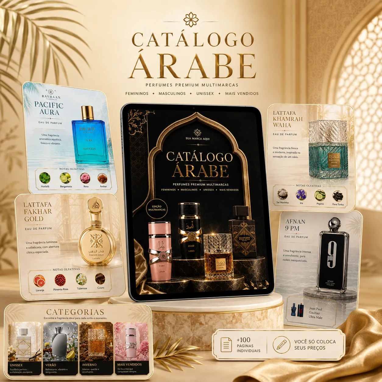 Catálogo pronto para vender com mais de 100 perfumes árabes